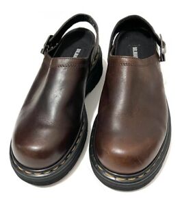 Dr Martens Vintage Clogs Slingback Mules UK 6 US 8 Brown Leather Docs England
