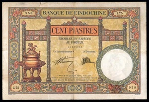 FRENCH INDOCHINA 100 PIASTRE 1927-1931 PICK 51b - Picture 1 of 2