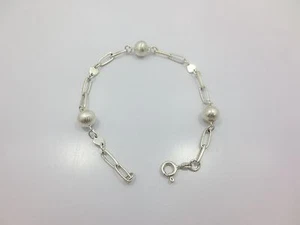 Pulsera de plata de ley para mujer con eslabones cadena cuentas TENIS 8 pulgadas 925 ITALIA - Imagen 1 de 4