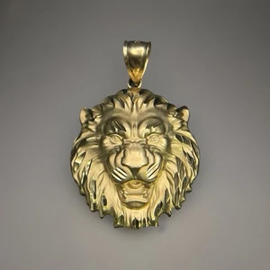 Ciondolo testa di leone taglio diamante oro giallo 14 kt 8,9 g spedizione gratuita - Foto 1 di 13