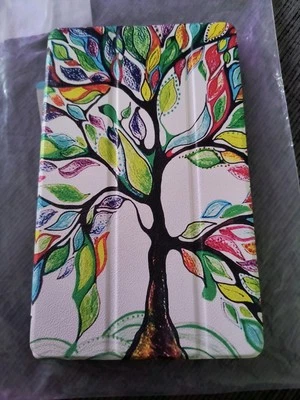 Brand New Tablet Magnetic Cover Case With Colorful Lucky Tree Design. - Image 1 of 3