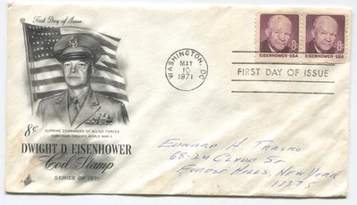 1971 Dwight Eisenhower 8c Coil FDC ArtCraft Cachet Washington DC May 10 - Image 1 of 2