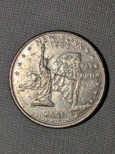 2001-P New York State Quarter Die Crack Error "Large Crown" PMD - Picture 1 of 13