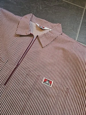 CAMISA DE TRABAJO BEN DAVIS HOMBRE RAYAS ROJAS 1/2 CREMALLERA TALLA XL HECHA EN EE. UU. USADA EN EXCELENTE ESTADO Foto 1 de 4