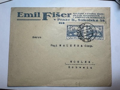 1919 Prague Czechoslovakia Cover To Wohlen Switzerland - Image 1 of 2