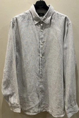 Theory Irving OE Relaxed Linen Long Sleeve Shirt Men Size XXL  White/baltic NWT - Image 1 of 4