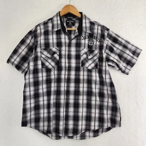 Jack Daniels Perla A Presión Botones Manga Corta Negro Blanco Cuadros Para Hombres XL - Imagen 1 de 7