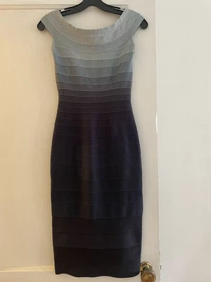 Herve Leger Ombre синий повязка платье (размер маленький) подержанный. В хорошем состоянии - Изображение 1 из 4