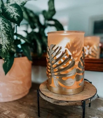 全新 正品 Scentsy "Luxe Leaves" 全尺寸 保暖 金属金 离开 退回 — 第 1/4 张图片