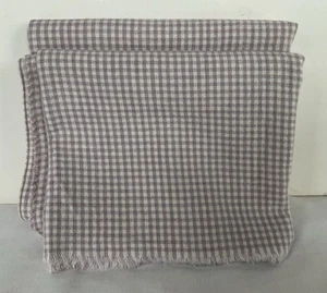 Brushed Cotton Fabric 2 Pieces Checked Lavender On Cream 8.5 X 44” Each - Picture 1 of 3