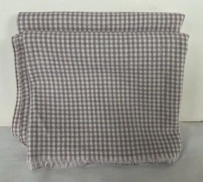 Brushed Cotton Fabric 2 Pieces Checked Lavender On Cream 8.5 X 44” Each - Image 1 of 3
