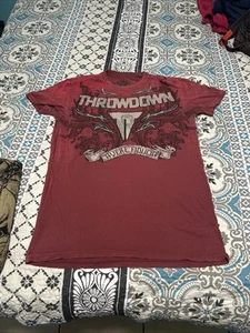 Vintage Y2K 2000s Throwdown Premium Skull Affliction Style T-shirt Grunge Sz L   - Picture 1 of 8