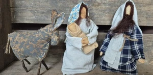 Ooak Primitive Fabric Nativity Christmas - Picture 1 of 4
