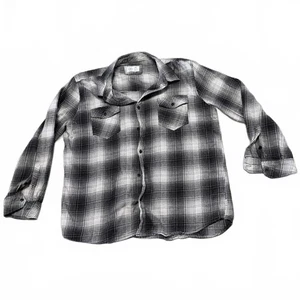 Hurley XXL Flannel Shirt Black Gray Plaid Long Sleeve Grunge Skater Surf Vibe - Picture 1 of 6