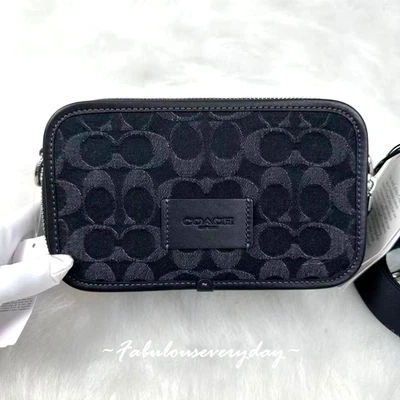 Bolso Bandolera COACH Wyatt Para Hombre en Denim/Plateado/Negro CAJ35 NUEVO CON ETIQUETAS Foto 1 de 4