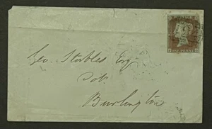 Gran Bretaña Reina Victoria Penny Sello Rojo en Cubierta 1852 Múltiples Cancelaciones - Imagen 1 de 2