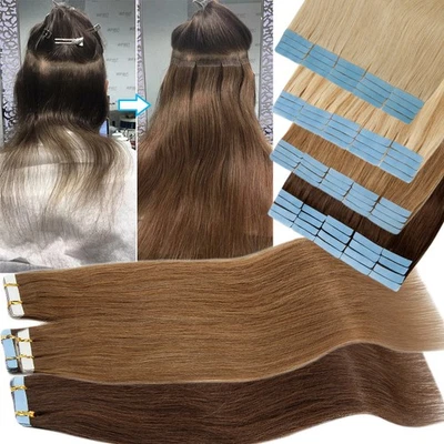CLEARANCE Double Side Tape In Real Remy Human Hair Extension Traceless Skin Weft - Image 1 of 4