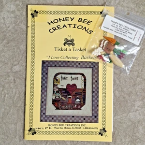Honey Bee Creations I LOVE COLLECTING BASKETS Cross Stitch Chart & Buttons, PG - Picture 1 of 3