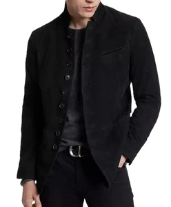 Men’s Authentic Black Suede Jacket – Real 100% Pure Suede Classic Coat - Picture 1 of 17