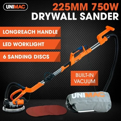 UNIMAC 225mm 750W Telescopic Long Reach Dry Wall Sander Kit Foldable Vacuum - image 1 of 4