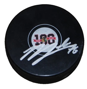 NICK LARDIS signed (CHICAGO BLACKHAWKS) Centennial 100 puck BECKETT BU41223 - Picture 1 of 2