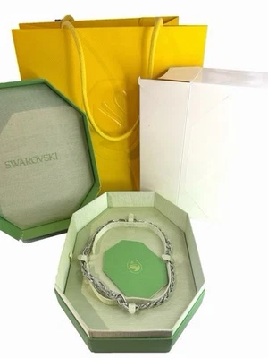 Collar Swarovski Dextera Plata Chapado en Rodio Eslabón Mixto Grande Nuevo En Caja Foto 1 de 4
