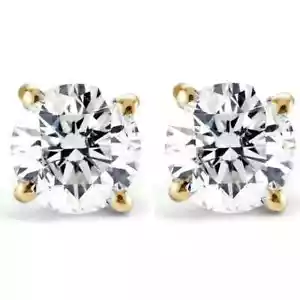 1/2 Ct TW Natural Round-Cut Diamond Stud Earring set 14k Yellow Gold Earrings - Picture 1 of 3