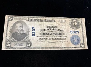 1902 $5 First National Bank OAKDALE Pennsylvania National Currency CH # 5327 - Picture 1 of 11