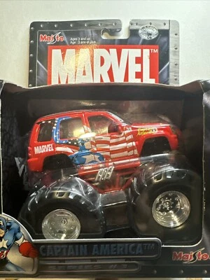 Maisto Marvel Mega Trucks Captain America Motorized Diecast Truck 2002 Pull N Go - Image 1 of 4