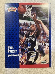 1991 Fleer Basketball Paul Pressey Autographed Card #186 San Antonio Spurs B-70 - Picture 1 of 2