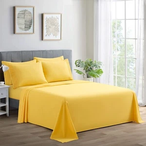 Rayon from Bamboo Comfort Soft Silky Solid Deep Pocket 6 Piece Bedding Sheet Set - Picture 1 of 145