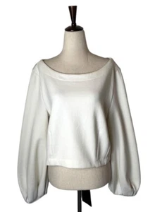 Maeve Anthropologie Shirt Women Medium Ivory Tie Back Ponte Pullover Sweatshirt - Picture 1 of 14