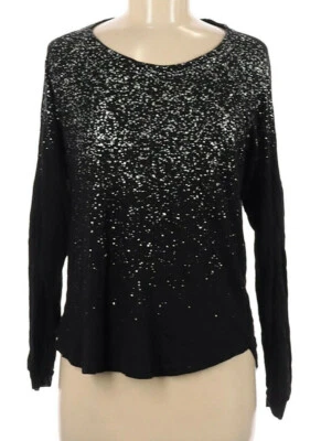 ESPLÉNDIDO Suéter Pullover de Algodón Ligero Estampado de Salpicaduras de Pintura Negro Talla M Foto 1 de 4