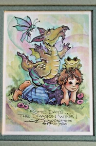 Jody Bergsma 1995 Signed Some Days the Dragon Wins Print 2057 of 7500 *To Lila* - Afbeelding 1 van 5
