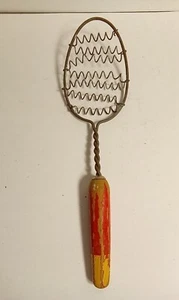 VINTAGE KITCHEN Whisk Strainer RED WOODEN HANDLE w/7 Coil Springs 11" - Picture 1 of 2