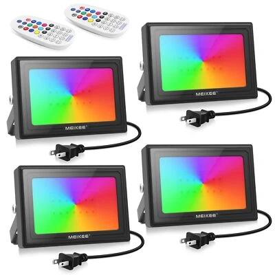 MEIKEE 25W AC120V RGB LED Flood Lights, 2500LM 250W Equivalent RGB Color Chan... - Image 1 of 4