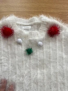 ZARA Winter Collection Girl Knit White Fuzzy Sweater Holiday Christmas size 7 - Picture 1 of 8