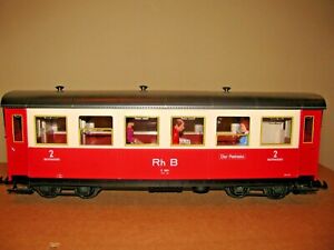 LGB G scale Long Passenger Car, Red with RhB markings, with Box, 3064
