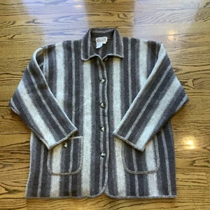 Vintage Denbigh Knitwear Wool Striped Jacket Button Cardigan Sweater 3X England - Picture 1 of 10