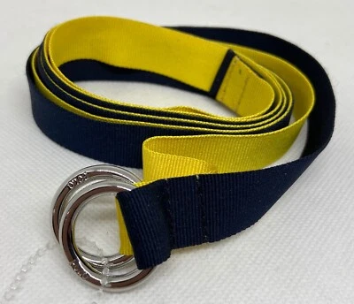 Nuevo Polo Ralph Lauren Nylon Telaraña UA Amarillo Azul Cinturón D-Anillo Níquel Hebilla L Foto 1 de 4