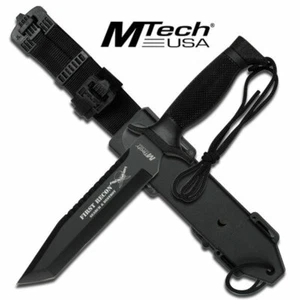 M-Tech 676TB Black Tanto Fixed Blade Survival Knife & Sheath - Leg Attachment - Picture 1 of 1