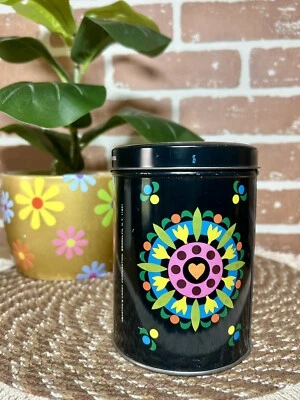 Vintage Barton’s MOD Canister Metal Tin Black Groovy Design 70s Almond Kisses - Image 1 of 4