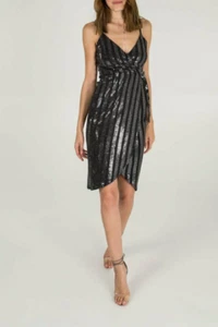 Cami strap wrap front sequin dress - sparkle/glitter dress - Picture 1 of 2