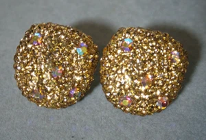 VINTAGE THELMA DEUTSCH GOLD AB STRASS CLIP ON OHRRINGE - Bild 1 von 5