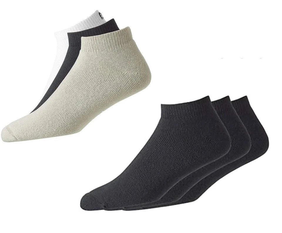 RARO (6) PAR NUEVOS Calcetines de Golf FootJoy Para Hombres ComfortSof DEPORTIVOS, BLANCOS/NEGROS/MADERA A LA DERIVA Foto 1 de 1