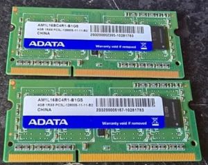 ADATA 8GB Laptop Small RAM Memory PC3L 2x 4GB kit 12800S DDR3 AM1L16BC4R1-B1GS - Picture 1 of 7