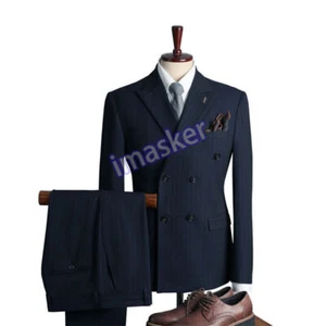 Nuevo vestido formal de negocios de doble pecho para hombre 3 piezas traje pantalones chaleco abrigo chaquetas - Imagen 1 de 36