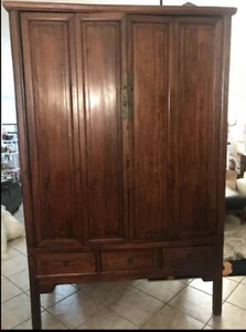 Carved Wood Armoire SOLID 27”D x54” Wx92”H Bar TV Entertainment 5 Drawers - Picture 1 of 8