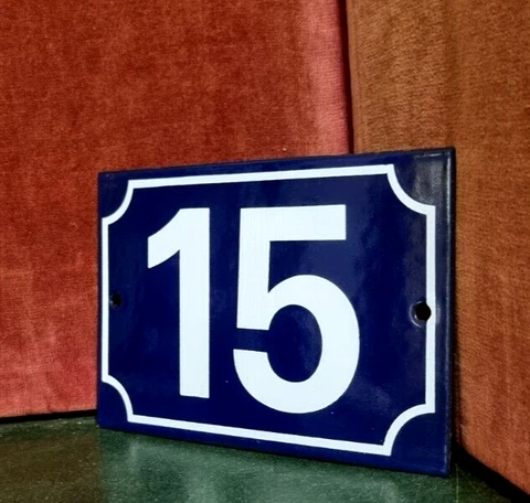 French vintage enamel house sign number 15 for door gate wall street frontdoor Cover