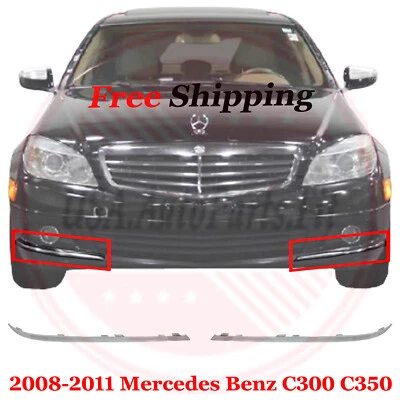 For 2008-2011 Mercedes Benz C300 C350 Bumper Trim Front Left & Right Set of 2 - Image 1 of 4